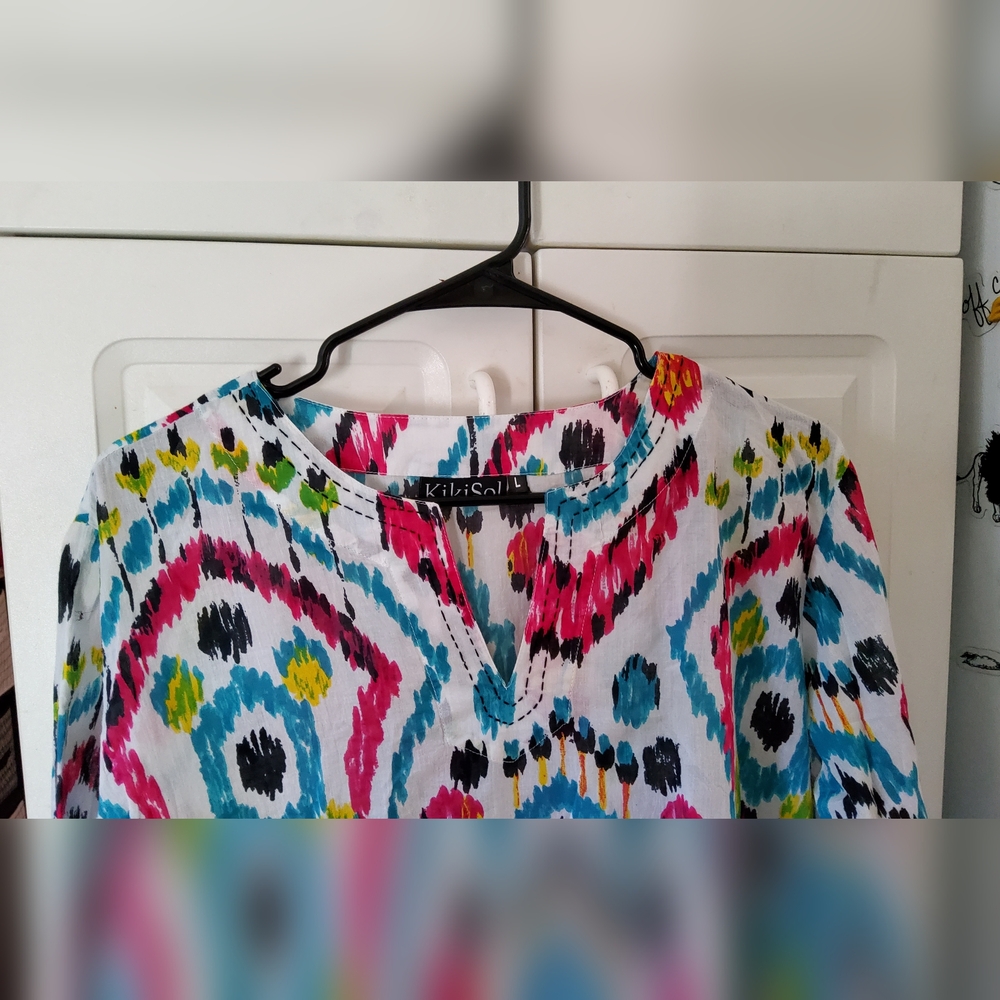 Colorful Kiki Sol  Ikat Print Women's Tunic - Picture 4 of 6